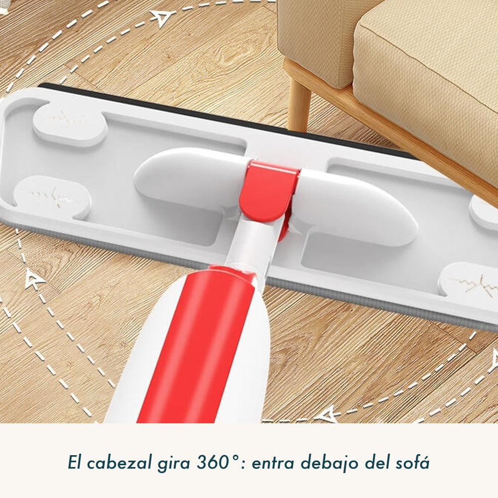 El cabezal girando 360 grados para entrar debajo del sofá